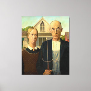 American Gothic by Grant Wood (1930) Canvas Print