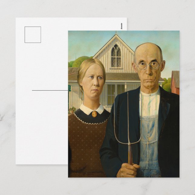 American Gothic by Grant Wood Holiday Postcard (Front/Back)