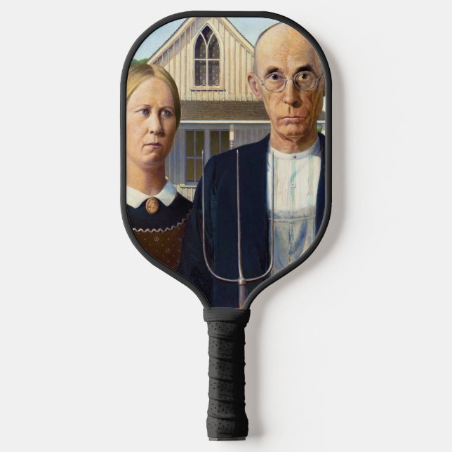 American Gothic Classic Painting Grant Wood Pickleball Paddle (Front)