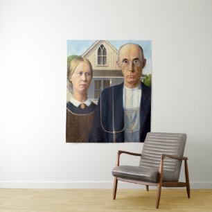 American Gothic Classic Painting Grant Wood Tapestry