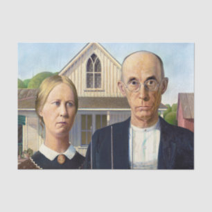 American Gothic Classic Painting Grant Wood Tissue Paper