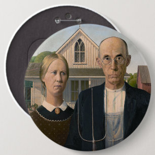 American Gothic: Country Life Poor Rural Farmer 6 Inch Round Button