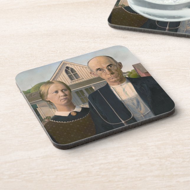 American Gothic: Country Life Poor Rural Farmer Coaster (Left Side)