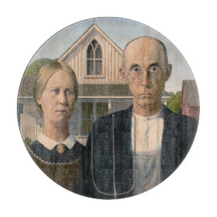 American Gothic: Country Life Poor Rural Farmer Cutting Board
