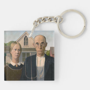 American Gothic: Country Life Poor Rural Farmer Keychain