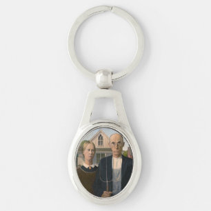 American Gothic: Country Life Poor Rural Farmer Keychain
