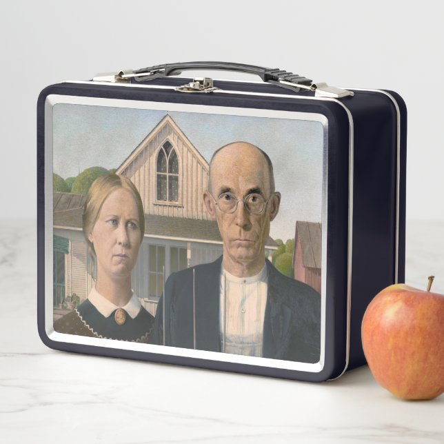 American Gothic: Country Life Poor Rural Farmer Metal Lunch Box (In Situ)
