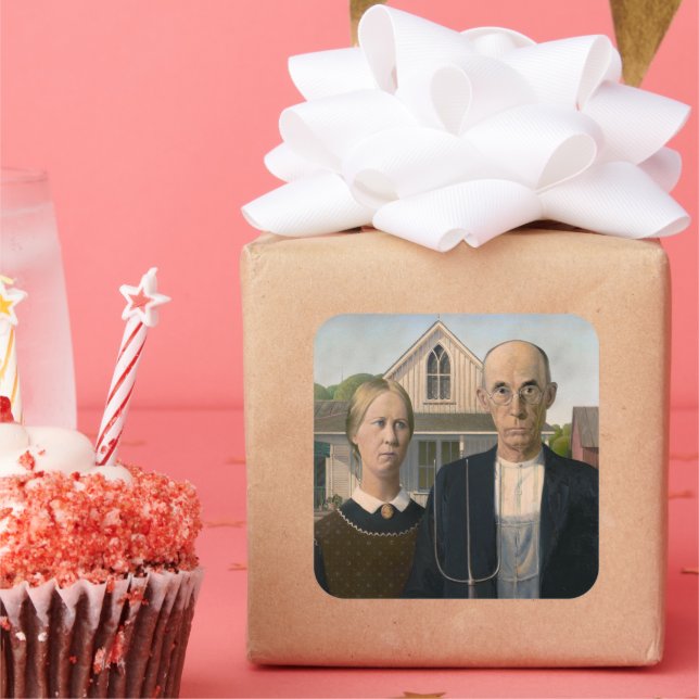 American Gothic: Country Life Poor Rural Farmer Square Sticker (Party)