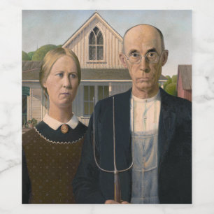 American Gothic: Country Life Poor Rural Farmer Wine Label