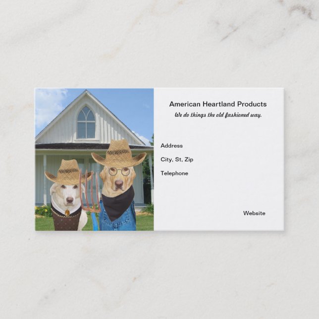 American Gothic Dogs/Labs Funny Business Card (Front)