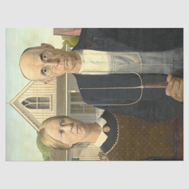 American Gothic Famous Artwork Art Decoupage Tissue Paper (Front)