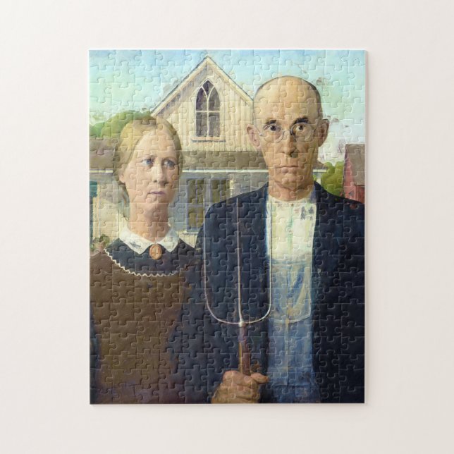 American Gothic Fine Art Oil Painting Jigsaw Puzzle (Vertical)