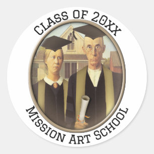American Gothic Graduation Cameo  Classic Round Sticker