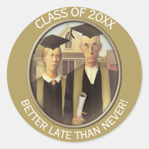 American Gothic Graduation Grad Cap Classic Round Sticker