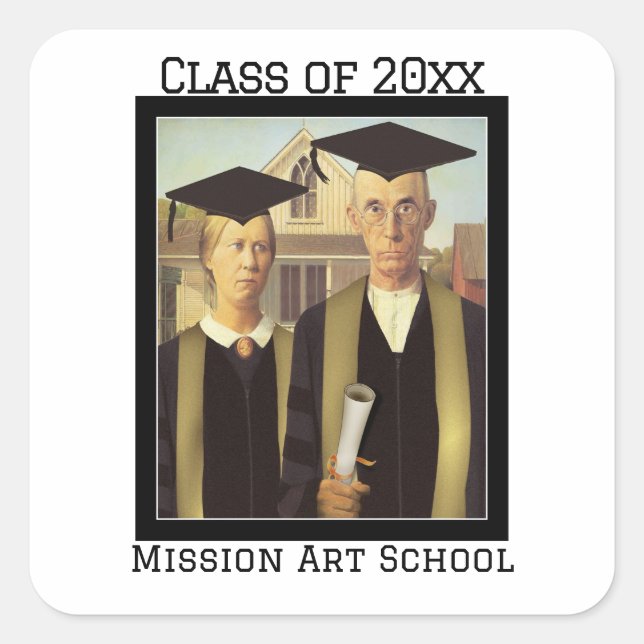 American Gothic Graduation Square Sticker (Front)