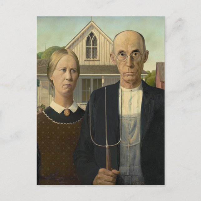 American Gothic Grant Wood Farmer Farmhouse  Postcard (Front)
