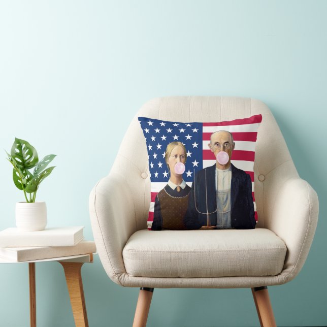 American Gothic Grant Wood    Throw Pillow (Chair)