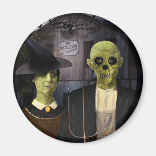 American Gothic Halloween Haunted House Magnet