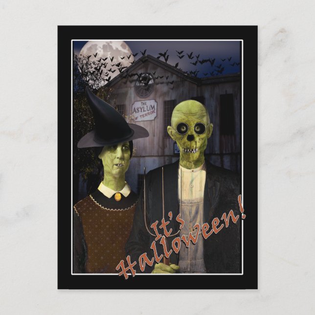 American Gothic Halloween Haunted House Postcard (Front)
