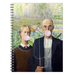 American Gothic Pink Bubble gum Garden Background Notebook