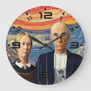 American Gothic Scream Art Mashup Clock