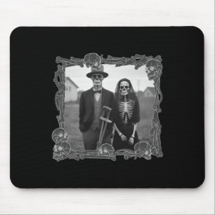 American Gothic Skeleton Halloween Costume Mouse Pad
