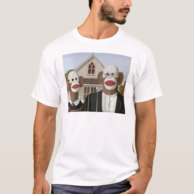 American Gothic Sock Monkeys T-Shirt (Front)
