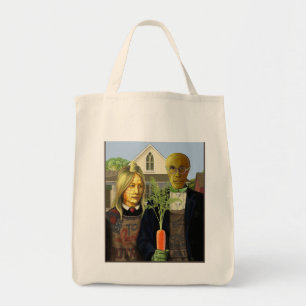 American Gothic Veggie Couple Shopping Bag