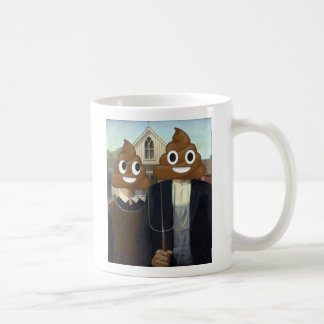American Gothic with Happy Poop Coffee Mug