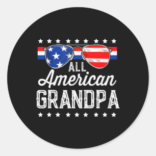 American Grandpa 4th Of July Usa Sungles Mens Gift Classic Round Sticker