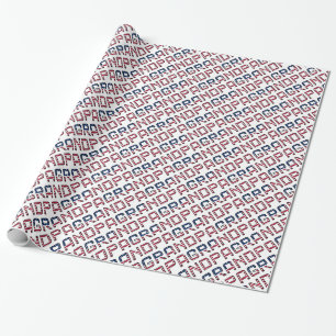 American Grandpa Stars and Stripes Typography Wrapping Paper