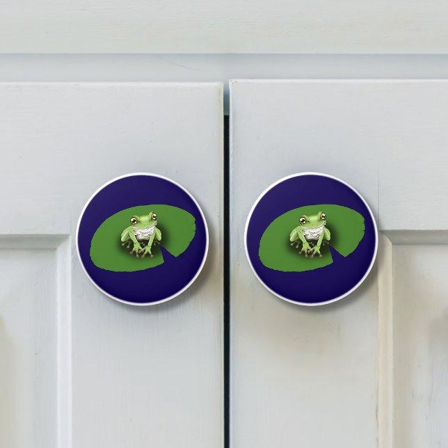 American Green Tree Frog Lily Pad Ceramic Knob (Creator Uploaded)