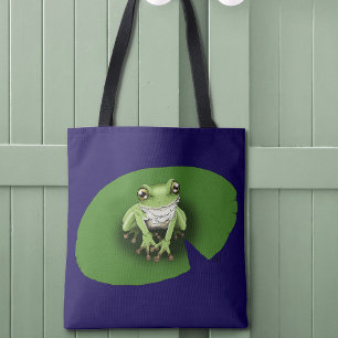 American Green Tree Frog Lily Pad Tote Bag