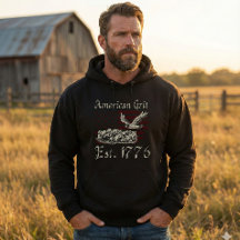 American Grit Est 1776 Skulls & Eagle Men's Hoodie