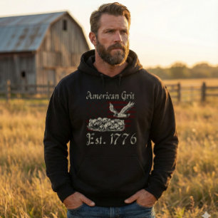 American Grit Est 1776 Skulls & Eagle Men's Hoodie