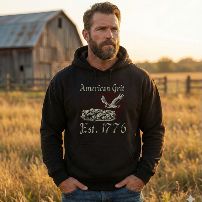 American Grit Est 1776 Skulls & Eagle Men's Hoodie (Creator Uploaded)