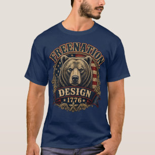 American Grizzly Bear Patriotic FreeNation Design  T-Shirt