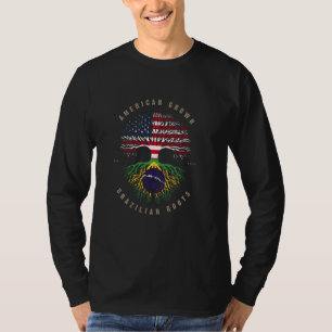American Grown Brazilian Heart Love Brazil Flag T-Shirt