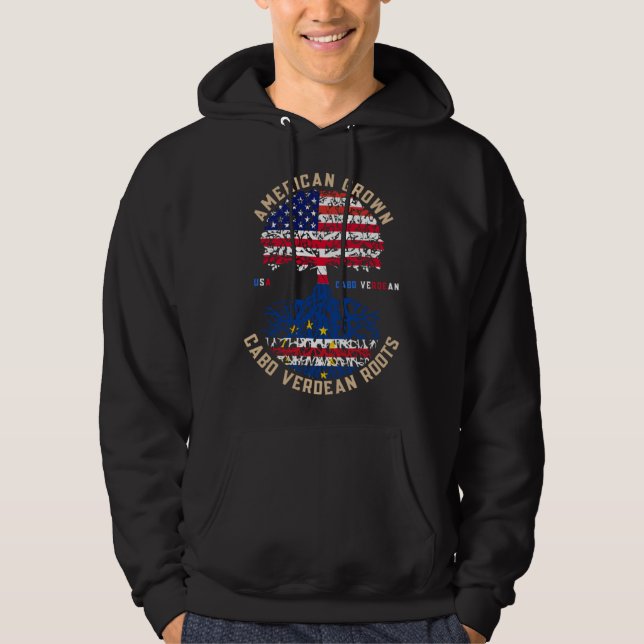 American Grown Cabo Verdean Roots Cape Verde Flag Hoodie (Front)
