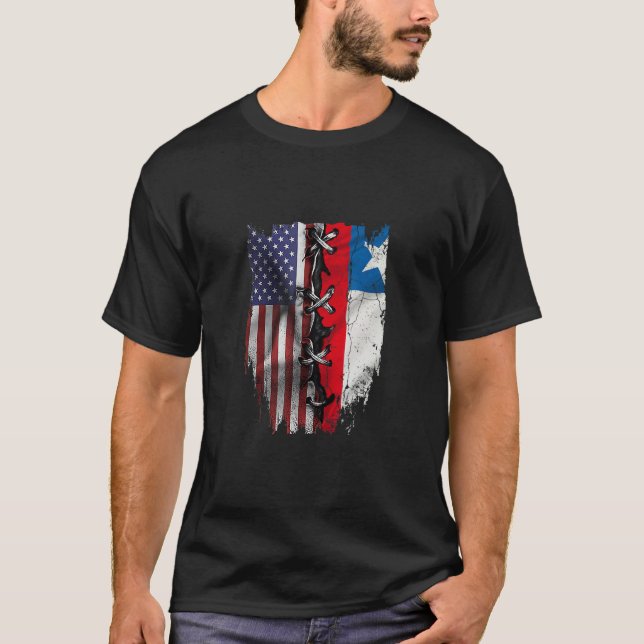 American Grown Chilean Roots USA Chile Flag T-Shirt (Front)
