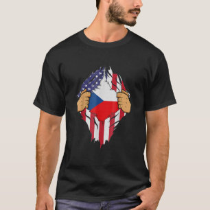 American Grown Czech Heart Love Czech Republic Fla T-Shirt