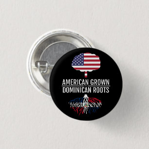 American Grown Dominican Roots National Flag 1 Inch Round Button