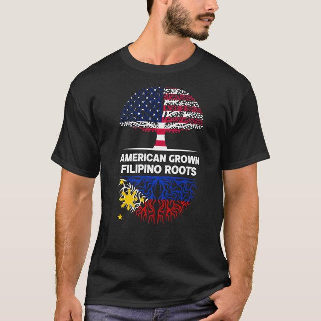 American Grown Filipino Roots USA Philippines Ance T-Shirt (Front)