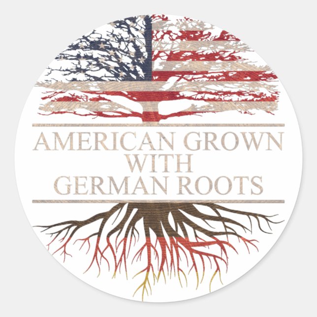 American grown german roots classic round sticker (Front)