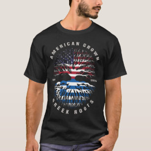 American Grown Greek Roots Greece Flag T-Shirt