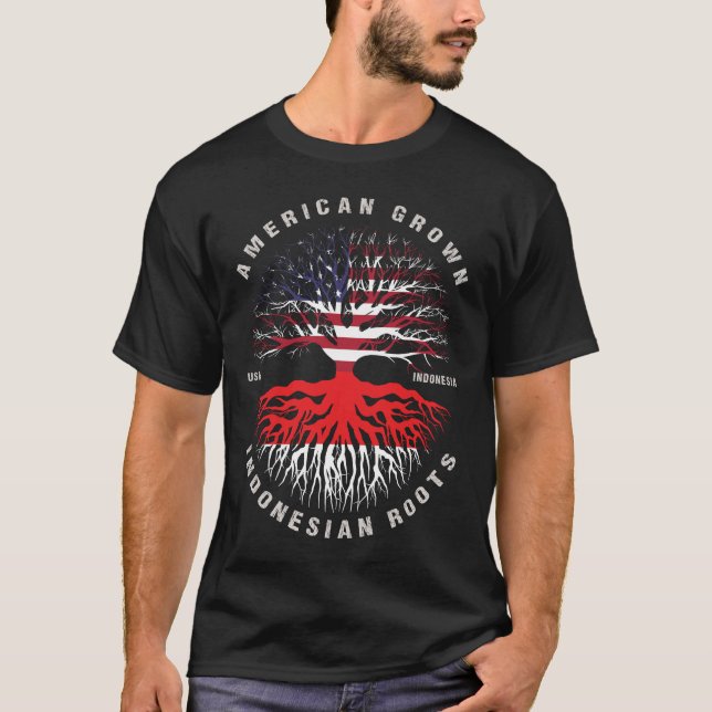 American Grown Indonesian Roots Indonesia Flag T-Shirt (Front)