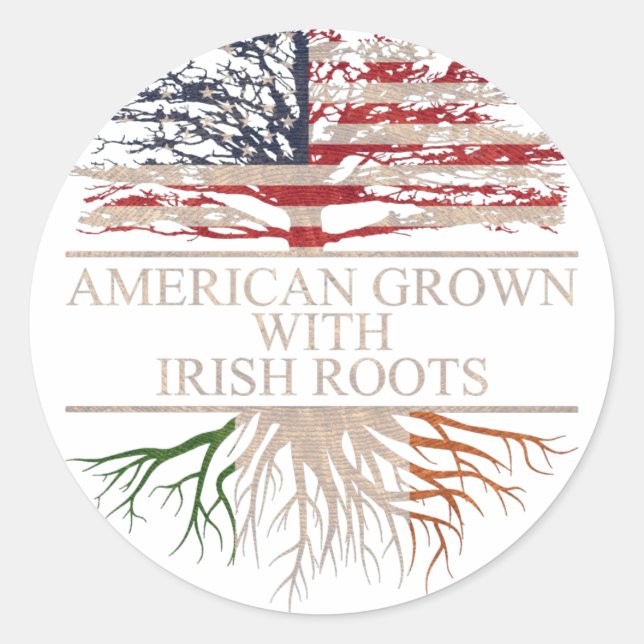 American grown irish roots classic round sticker (Front)