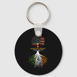 American Grown Irish Roots Ireland And Usa Flags  Keychain