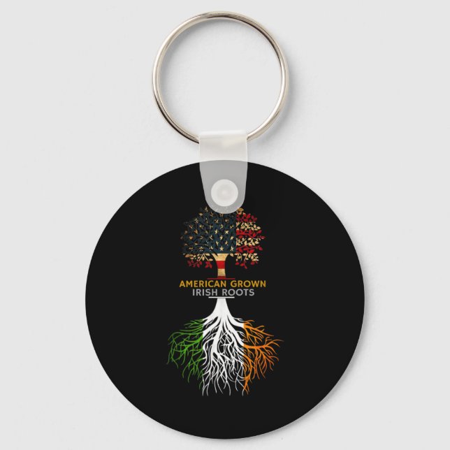 American Grown Irish Roots Ireland And Usa Flags  Keychain (Front)