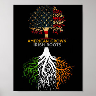 American Grown Irish Roots Ireland And Usa Flags Poster